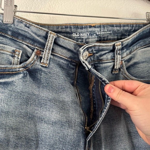 High-Waisted O.G. Straight Extra Stretch Ripped Cut-Off Jeans Women Size 14 NWT - Picture 8 of 11